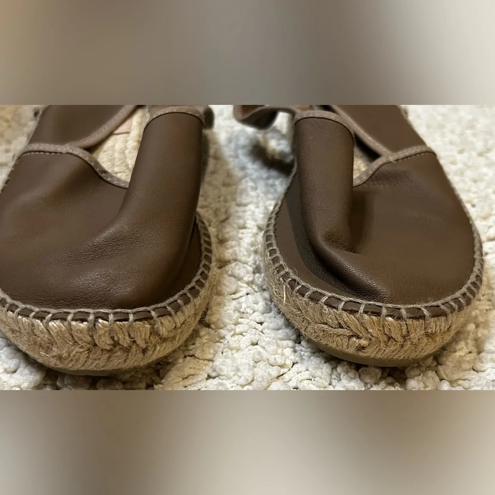 Gaimo Leather Slingback Open Toe Espadrille Sandals